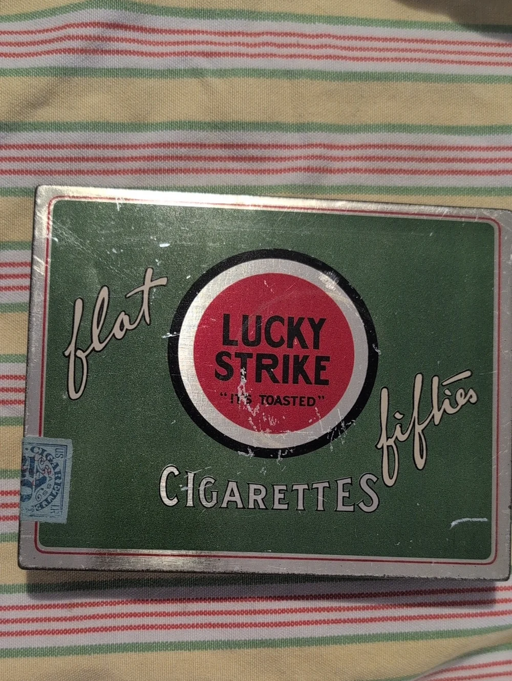 Lucky Strike Cigarette Tin Vintage Antique Smoking Collector Box Beautiful Tin